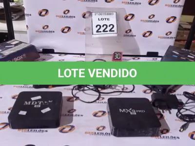 LOTE 222 - 04 APARELHOS DE TV BOX. (NO ESTADO) ATENÇÃO! FAZER A VISITAÇÃO ANTES DE ARREMATAR, NÃO SABEMOS SE FUNCIONA, LEILÃO NÃO TEM GARANTIA E NEM DEVOLUÇÃO, SUJEITO A POSSÍVEIS AVARIAS VISÍVEIS/OCULTAS E/OU AUSÊNCIA DE COMPONENTES.