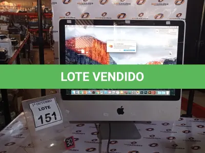 LOTE 151 - 01 IMAC APPLE. (NO ESTADO) ATENÇÃO! FAZER A VISITAÇÃO ANTES DE ARREMATAR, NÃO SABEMOS SE FUNCIONA, LEILÃO NÃO TEM GARANTIA E NEM DEVOLUÇÃO, SUJEITO A POSSÍVEIS AVARIAS VISÍVEIS/OCULTAS E/OU AUSÊNCIA DE COMPONENTES.