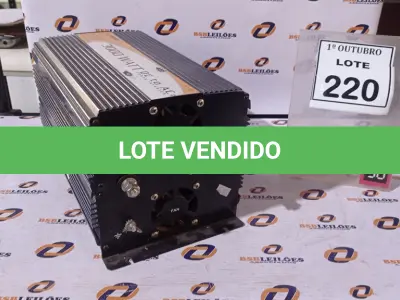 LOTE 220 - 01 INVERSOR DE ENERGIA DE DC PARA AC DE 300WATTS. (NO ESTADO) ATENÇÃO! FAZER A VISITAÇÃO ANTES DE ARREMATAR, NÃO SABEMOS SE FUNCIONA, LEILÃO NÃO TEM GARANTIA E NEM DEVOLUÇÃO, SUJEITO A POSSÍVEIS AVARIAS VISÍVEIS/OCULTAS E/OU AUSÊNCIA DE COMPONENTES.