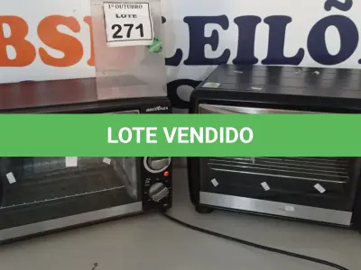 LOTE 271 - 02 FORNOS ELÉTRICOS MASCAS BRITÂNIA E ELECTROLUX. (NO ESTADO) ATENÇÃO! FAZER A VISITAÇÃO ANTES DE ARREMATAR, NÃO SABEMOS SE FUNCIONA, LEILÃO NÃO TEM GARANTIA E NEM DEVOLUÇÃO, SUJEITO A POSSÍVEIS AVARIAS VISÍVEIS/OCULTAS E/OU AUSÊNCIA DE COMPONENTES.