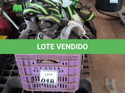 LOTE 018 - 01 LOTE COM CINTOS DE SEGURANÇA PARA OBRAS.(CAIXA NAO INCLUSA) (NO ESTADO) ATENÇÃO! FAZER A VISITAÇÃO ANTES DE ARREMATAR, NÃO SABEMOS SE FUNCIONA, LEILÃO NÃO TEM GARANTIA E NEM DEVOLUÇÃO, SUJEITO A POSSÍVEIS AVARIAS VISÍVEIS/OCULTAS E/OU AUSÊNCIA DE COMPONENTES.