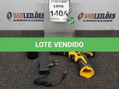 LOTE 140 - 01 PARAFUSADEIRA A BATERIA 12V 2BITS E CARREGADOR (PRODUTO NOVO) (NO ESTADO) ATENÇÃO! FAZER A VISITAÇÃO ANTES DE ARREMATAR, NÃO SABEMOS SE FUNCIONA, LEILÃO NÃO TEM GARANTIA E NEM DEVOLUÇÃO, SUJEITO A POSSÍVEIS AVARIAS VISÍVEIS/OCULTAS E/OU AUSÊNCIA DE COMPONENTES.