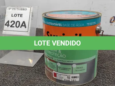 LOTE 420 - 01 LATA DE TINTA ESMALTE 3,6L NA COR BRILHANTE  VERMELHO MARCA SUVINIL. (NO ESTADO, NÃO SABEMOS SE FUNCIONA. LEILÃO NÃO TEM GARANTIA E NEM DEVOLUÇÃO, SUJEITO A POSSÍVEIS AVARIAS VISÍVEIS/OCULTAS E/OU AUSÊNCIA DE COMPONENTES)