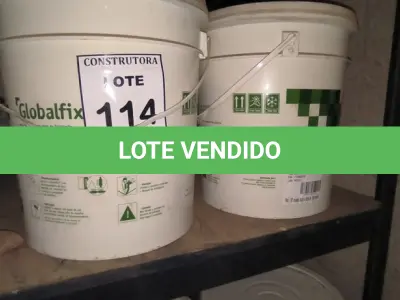 LOTE 114 - 02 BALDES DE ADESIVOS GLOBALFIX 23KG . (NO ESTADO) ATENÇÃO! FAZER A VISITAÇÃO ANTES DE ARREMATAR, NÃO SABEMOS SE FUNCIONA, LEILÃO NÃO TEM GARANTIA E NEM DEVOLUÇÃO, SUJEITO A POSSÍVEIS AVARIAS VISÍVEIS/OCULTAS E/OU AUSÊNCIA DE COMPONENTES.