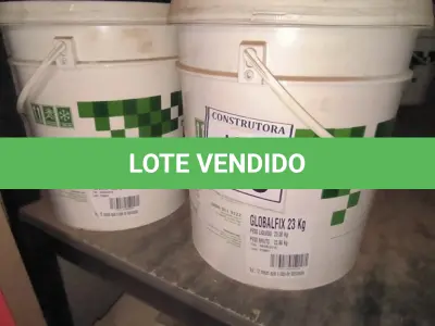 LOTE 103 - 02 BALDES DE ADESIVO GLOBALFIX 23KG . (NO ESTADO) ATENÇÃO! FAZER A VISITAÇÃO ANTES DE ARREMATAR, NÃO SABEMOS SE FUNCIONA, LEILÃO NÃO TEM GARANTIA E NEM DEVOLUÇÃO, SUJEITO A POSSÍVEIS AVARIAS VISÍVEIS/OCULTAS E/OU AUSÊNCIA DE COMPONENTES.