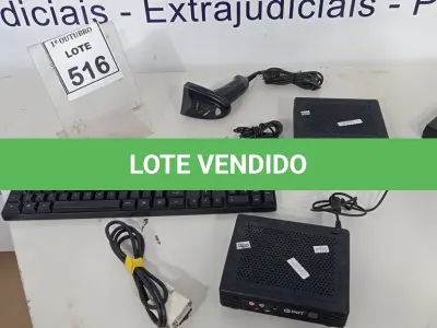 LOTE 516 - 02 MINIS PC MARCA INIT, 901 LEITORA DE CÓDIGOS DE BARRA E 01 TECLADO DE PC MARCA POSITIVO. (NO ESTADO) ATENÇÃO! FAZER A VISITAÇÃO ANTES DE ARREMATAR, NÃO SABEMOS SE FUNCIONA, LEILÃO NÃO TEM GARANTIA E NEM DEVOLUÇÃO, SUJEITO A POSSÍVEIS AVARIAS VISÍVEIS/OCULTAS E/OU AUSÊNCIA DE COMPONENTES.