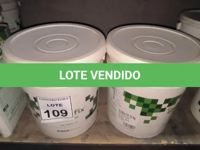 LOTE 109 - 02 BALDES DE ADESIVOS GLOBALFIX 23KG . (NO ESTADO) ATENÇÃO! FAZER A VISITAÇÃO ANTES DE ARREMATAR, NÃO SABEMOS SE FUNCIONA, LEILÃO NÃO TEM GARANTIA E NEM DEVOLUÇÃO, SUJEITO A POSSÍVEIS AVARIAS VISÍVEIS/OCULTAS E/OU AUSÊNCIA DE COMPONENTES.
