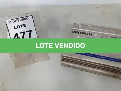 LOTE 477 - 01 MÓDULO AMPLIFICADOR DE ÁUDIO PARA CARROS MARCA ORITRON. (NO ESTADO) ATENÇÃO! FAZER A VISITAÇÃO ANTES DE ARREMATAR, NÃO SABEMOS SE FUNCIONA, LEILÃO NÃO TEM GARANTIA E NEM DEVOLUÇÃO, SUJEITO A POSSÍVEIS AVARIAS VISÍVEIS/OCULTAS E/OU AUSÊNCIA DE COMPONENTES.