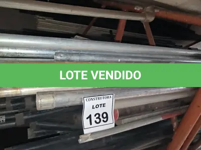 LOTE 139 - 01 LOTE COM CANOS DE ELETRODUTOS ZINCADOS TAMANHOS DIVERSOS. (NO ESTADO) ATENÇÃO! FAZER A VISITAÇÃO ANTES DE ARREMATAR, NÃO SABEMOS SE FUNCIONA, LEILÃO NÃO TEM GARANTIA E NEM DEVOLUÇÃO, SUJEITO A POSSÍVEIS AVARIAS VISÍVEIS/OCULTAS E/OU AUSÊNCIA DE COMPONENTES.