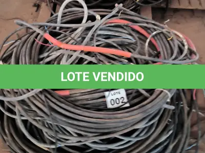LOTE 002 - 01 LOTE COM CABOS ELÉTRICOS DIVERSOS. (NO ESTADO) ATENÇÃO! FAZER A VISITAÇÃO ANTES DE ARREMATAR, NÃO SABEMOS SE FUNCIONA, LEILÃO NÃO TEM GARANTIA E NEM DEVOLUÇÃO, SUJEITO A POSSÍVEIS AVARIAS VISÍVEIS/OCULTAS E/OU AUSÊNCIA DE COMPONENTES.