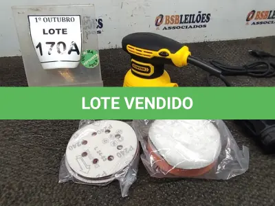 LOTE 170 - 01 LIXADEIRA ROTO ORBITAL COM REGULADOR DE VELOCIDADE 220V 300W COM 16 LIXAS (PRODUTO NOVO) (NO ESTADO) ATENÇÃO! FAZER A VISITAÇÃO ANTES DE ARREMATAR, NÃO SABEMOS SE FUNCIONA, LEILÃO NÃO TEM GARANTIA E NEM DEVOLUÇÃO, SUJEITO A POSSÍVEIS AVARIAS VISÍVEIS/OCULTAS E/OU AUSÊNCIA DE COMPONENTES.