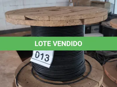 LOTE 013 - 01 CARRETEL EM MADEIRA COM FIO CORDEIRO 04 MM CORTOX – FLEX NA COR PRETO. (NO ESTADO) ATENÇÃO! FAZER A VISITAÇÃO ANTES DE ARREMATAR, NÃO SABEMOS SE FUNCIONA, LEILÃO NÃO TEM GARANTIA E NEM DEVOLUÇÃO, SUJEITO A POSSÍVEIS AVARIAS VISÍVEIS/OCULTAS E/OU AUSÊNCIA DE COMPONENTES.
