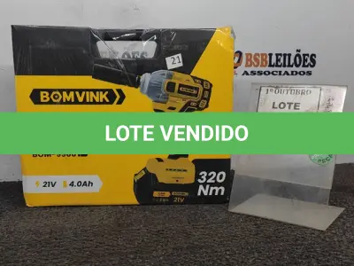 LOTE 210 - 01 CHAVE DE IMPACTO COM DUAS BATERIAS MALETA E ACESSÓRIOS (PRODUTO NOVO) (NO ESTADO) ATENÇÃO! FAZER A VISITAÇÃO ANTES DE ARREMATAR, NÃO SABEMOS SE FUNCIONA, LEILÃO NÃO TEM GARANTIA E NEM DEVOLUÇÃO, SUJEITO A POSSÍVEIS AVARIAS VISÍVEIS/OCULTAS E/OU AUSÊNCIA DE COMPONENTES.