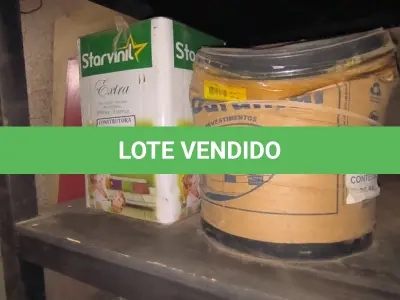 LOTE 104 - 01 LATA DE TINTA 18L STARVINIL  NA COR LARANJA E 01 TEXTURA MARROM 25KG. (NO ESTADO) ATENÇÃO! FAZER A VISITAÇÃO ANTES DE ARREMATAR, NÃO SABEMOS SE FUNCIONA, LEILÃO NÃO TEM GARANTIA E NEM DEVOLUÇÃO, SUJEITO A POSSÍVEIS AVARIAS VISÍVEIS/OCULTAS E/OU AUSÊNCIA DE COMPONENTES.
