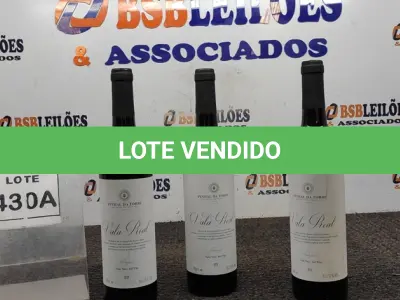 LOTE 430 - 03 GARRAFAS DE VINHO TINTO VALA REAL PORTUGUÊS SAFRA 2019 750ML. (NO ESTADO) ATENÇÃO! FAZER A VISITAÇÃO ANTES DE ARREMATAR, NÃO SABEMOS SE FUNCIONA, LEILÃO NÃO TEM GARANTIA E NEM DEVOLUÇÃO, SUJEITO A POSSÍVEIS AVARIAS VISÍVEIS/OCULTAS E/OU AUSÊNCIA DE COMPONENTES.