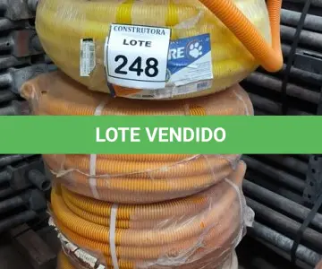 LOTE 248 - 04 ROLOS DE MANGUEIRA CORRUGADA DE 1” (NO ESTADO) ATENÇÃO! FAZER A VISITAÇÃO ANTES DE ARREMATAR, NÃO SABEMOS SE FUNCIONA, LEILÃO NÃO TEM GARANTIA E NEM DEVOLUÇÃO, SUJEITO A POSSÍVEIS AVARIAS VISÍVEIS/OCULTAS E/OU AUSÊNCIA DE COMPONENTES.