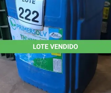 LOTE 222 - 01 GALÃO DE THINNER. (NO ESTADO) ATENÇÃO! FAZER A VISITAÇÃO ANTES DE ARREMATAR, NÃO SABEMOS SE FUNCIONA, LEILÃO NÃO TEM GARANTIA E NEM DEVOLUÇÃO, SUJEITO A POSSÍVEIS AVARIAS VISÍVEIS/OCULTAS E/OU AUSÊNCIA DE COMPONENTES.