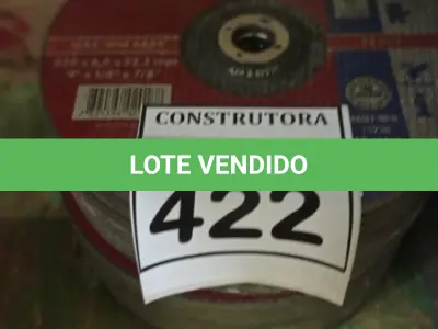LOTE 422 - 18 DISCO DE DESBASTE DE 9” PARA LIXADEIRA. (NO ESTADO) ATENÇÃO! FAZER A VISITAÇÃO ANTES DE ARREMATAR, NÃO SABEMOS SE FUNCIONA, LEILÃO NÃO TEM GARANTIA E NEM DEVOLUÇÃO, SUJEITO A POSSÍVEIS AVARIAS VISÍVEIS/OCULTAS E/OU AUSÊNCIA DE COMPONENTES.