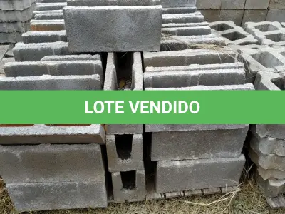 LOTE 611 - 01 LOTE COM BLOCOS DE CIMENTO. (NO ESTADO) ATENÇÃO! FAZER A VISITAÇÃO ANTES DE ARREMATAR, NÃO SABEMOS SE FUNCIONA, LEILÃO NÃO TEM GARANTIA E NEM DEVOLUÇÃO, SUJEITO A POSSÍVEIS AVARIAS VISÍVEIS/OCULTAS E/OU AUSÊNCIA DE COMPONENTES.