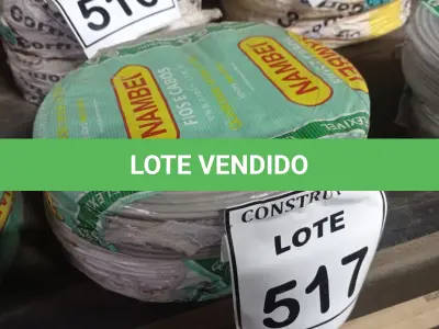 LOTE 517 - 02 ROLOS DE FIO 1X1,5MM ANTI CHAMA 450/750 100 METROS NA COR CINZA E BRANCO. (NO ESTADO) ATENÇÃO! FAZER A VISITAÇÃO ANTES DE ARREMATAR, NÃO SABEMOS SE FUNCIONA, LEILÃO NÃO TEM GARANTIA E NEM DEVOLUÇÃO, SUJEITO A POSSÍVEIS AVARIAS VISÍVEIS/OCULTAS E/OU AUSÊNCIA DE COMPONENTES.