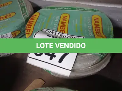LOTE 547 - 02 ROLOS DE FIO 1X1,5MM ANTI CHAMA 450/750 100 METROS NA COR CINZA. (NO ESTADO) ATENÇÃO! FAZER A VISITAÇÃO ANTES DE ARREMATAR, NÃO SABEMOS SE FUNCIONA, LEILÃO NÃO TEM GARANTIA E NEM DEVOLUÇÃO, SUJEITO A POSSÍVEIS AVARIAS VISÍVEIS/OCULTAS E/OU AUSÊNCIA DE COMPONENTES.