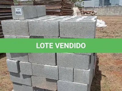 LOTE 605 - 01 LOTE COM BLOCOS DE CIMENTO. (NO ESTADO) ATENÇÃO! FAZER A VISITAÇÃO ANTES DE ARREMATAR, NÃO SABEMOS SE FUNCIONA, LEILÃO NÃO TEM GARANTIA E NEM DEVOLUÇÃO, SUJEITO A POSSÍVEIS AVARIAS VISÍVEIS/OCULTAS E/OU AUSÊNCIA DE COMPONENTES.