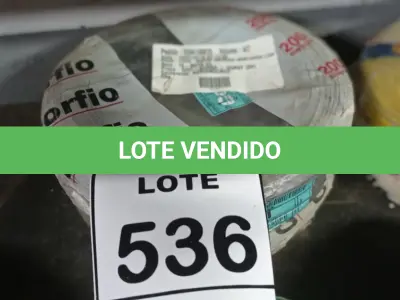 LOTE 536 - 02 ROLOS DE FIO 1X1,5MM ANTI CHAMA 450/750 100 METROS NA COR PRETO E BRANCO. (NO ESTADO) ATENÇÃO! FAZER A VISITAÇÃO ANTES DE ARREMATAR, NÃO SABEMOS SE FUNCIONA, LEILÃO NÃO TEM GARANTIA E NEM DEVOLUÇÃO, SUJEITO A POSSÍVEIS AVARIAS VISÍVEIS/OCULTAS E/OU AUSÊNCIA DE COMPONENTES.