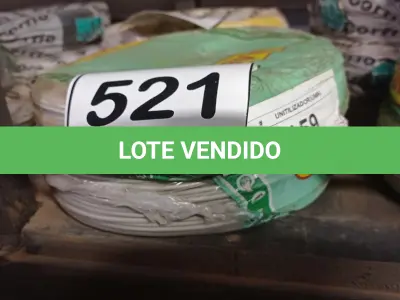 LOTE 521 - 02 ROLOS DE FIO 1X1,5MM ANTI CHAMA 450/750 100 METROS NA COR CINZA. (NO ESTADO) ATENÇÃO! FAZER A VISITAÇÃO ANTES DE ARREMATAR, NÃO SABEMOS SE FUNCIONA, LEILÃO NÃO TEM GARANTIA E NEM DEVOLUÇÃO, SUJEITO A POSSÍVEIS AVARIAS VISÍVEIS/OCULTAS E/OU AUSÊNCIA DE COMPONENTES.