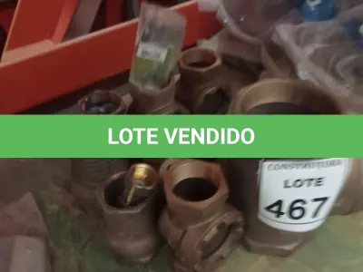 LOTE 467 - 01 LOTE COM TE COM VIDOR HIDRAULICO, TE DE INSPEÇÃO E VÁLVULA DE RETENÇÃO EM METAIS. (NO ESTADO) ATENÇÃO! FAZER A VISITAÇÃO ANTES DE ARREMATAR, NÃO SABEMOS SE FUNCIONA, LEILÃO NÃO TEM GARANTIA E NEM DEVOLUÇÃO, SUJEITO A POSSÍVEIS AVARIAS VISÍVEIS/OCULTAS E/OU AUSÊNCIA DE COMPONENTES.