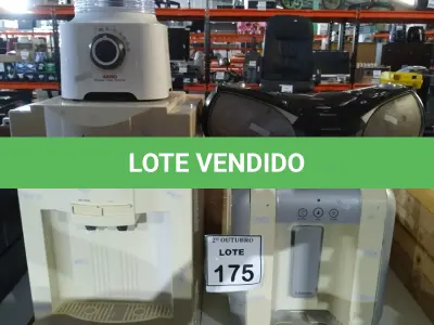 LOTE 175 - 01 LIQUIDIFICADOR MARCA ARNO, 01 MINI SYSTEM MARCA PHILCO E 02 PURIFICADORES DE ÁGUA MARCAS ELECTROLUX E POLAR, 01 CÂMERA DIGITAL, 03 CELULARES DE MARCAS DIVERSAS, VÁRIOS LEITORES DE CÓDIGO DE BARRAS E FILTROS PARA RESPIRADORES DE TANQUES DE ÁGUA. (NO ESTADO) ATENÇÃO! FAZER A VISITAÇÃO ANTES DE ARREMATAR, NÃO SABEMOS SE FUNCIONA, LEILÃO NÃO TEM GARANTIA E NEM DEVOLUÇÃO, SUJEITO A POSSÍVEIS AVARIAS VISÍVEIS/OCULTAS E/OU AUSÊNCIA DE COMPONENTES.