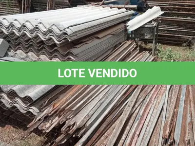 LOTE 602 - 01 LOTE COM TELHA DE FIBROCIMENTO ONDULADAS. (NO ESTADO) ATENÇÃO! FAZER A VISITAÇÃO ANTES DE ARREMATAR, NÃO SABEMOS SE FUNCIONA, LEILÃO NÃO TEM GARANTIA E NEM DEVOLUÇÃO, SUJEITO A POSSÍVEIS AVARIAS VISÍVEIS/OCULTAS E/OU AUSÊNCIA DE COMPONENTES.