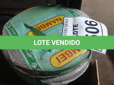 LOTE 506 - 02 ROLOS DE FIO 1X1,5MM ANTI CHAMA 450/750 100METROS NA COR AMARELO. (NO ESTADO) ATENÇÃO! FAZER A VISITAÇÃO ANTES DE ARREMATAR, NÃO SABEMOS SE FUNCIONA, LEILÃO NÃO TEM GARANTIA E NEM DEVOLUÇÃO, SUJEITO A POSSÍVEIS AVARIAS VISÍVEIS/OCULTAS E/OU AUSÊNCIA DE COMPONENTES.