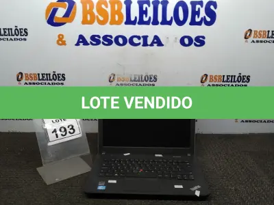 LOTE 193 - 01 NOTEBOOK MARCA LENOVO THINKPAD. (NO ESTADO) ATENÇÃO! FAZER A VISITAÇÃO ANTES DE ARREMATAR, NÃO SABEMOS SE FUNCIONA, LEILÃO NÃO TEM GARANTIA E NEM DEVOLUÇÃO, SUJEITO A POSSÍVEIS AVARIAS VISÍVEIS/OCULTAS E/OU AUSÊNCIA DE COMPONENTES.