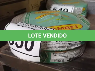 LOTE 550 - 02 ROLOS DE FIO 1X1,5MM ANTI CHAMA 450/750 100 METROS NA COR CINZA. (NO ESTADO) ATENÇÃO! FAZER A VISITAÇÃO ANTES DE ARREMATAR, NÃO SABEMOS SE FUNCIONA, LEILÃO NÃO TEM GARANTIA E NEM DEVOLUÇÃO, SUJEITO A POSSÍVEIS AVARIAS VISÍVEIS/OCULTAS E/OU AUSÊNCIA DE COMPONENTES.