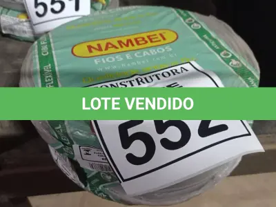 LOTE 552 - 02 ROLOS DE FIO 1X1,5MM ANTI CHAMA 450/750 100 METROS NA COR CINZA. (NO ESTADO) ATENÇÃO! FAZER A VISITAÇÃO ANTES DE ARREMATAR, NÃO SABEMOS SE FUNCIONA, LEILÃO NÃO TEM GARANTIA E NEM DEVOLUÇÃO, SUJEITO A POSSÍVEIS AVARIAS VISÍVEIS/OCULTAS E/OU AUSÊNCIA DE COMPONENTES.