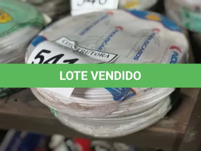 LOTE 541 - 02 ROLOS DE FIO 1X1,5MM ANTI CHAMA 450/750 100 METROS NA COR CINZA E BRANCO. (NO ESTADO) ATENÇÃO! FAZER A VISITAÇÃO ANTES DE ARREMATAR, NÃO SABEMOS SE FUNCIONA, LEILÃO NÃO TEM GARANTIA E NEM DEVOLUÇÃO, SUJEITO A POSSÍVEIS AVARIAS VISÍVEIS/OCULTAS E/OU AUSÊNCIA DE COMPONENTES.