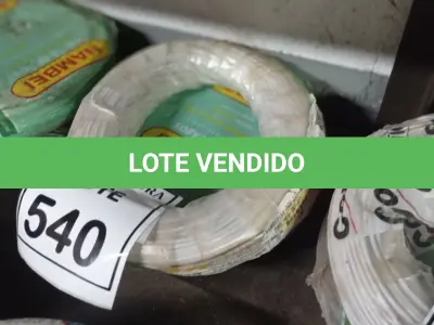 LOTE 540 - 02 ROLOS DE FIO 1X1,5MM ANTI CHAMA 450/750 100 METROS NA COR CINZA E BRANCO. (NO ESTADO) ATENÇÃO! FAZER A VISITAÇÃO ANTES DE ARREMATAR, NÃO SABEMOS SE FUNCIONA, LEILÃO NÃO TEM GARANTIA E NEM DEVOLUÇÃO, SUJEITO A POSSÍVEIS AVARIAS VISÍVEIS/OCULTAS E/OU AUSÊNCIA DE COMPONENTES.