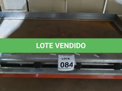 LOTE 084 - 01 CHAPA PARA LANCHES A GÁS. (NO ESTADO) ATENÇÃO! FAZER A VISITAÇÃO ANTES DE ARREMATAR, NÃO SABEMOS SE FUNCIONA, LEILÃO NÃO TEM GARANTIA E NEM DEVOLUÇÃO, SUJEITO A POSSÍVEIS AVARIAS VISÍVEIS/OCULTAS E/OU AUSÊNCIA DE COMPONENTES.