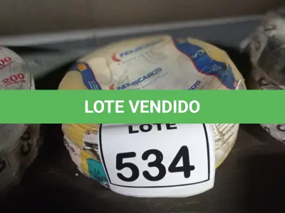 LOTE 534 - 02 ROLOS DE FIO 1X1,5MM ANTI CHAMA 450/750 100 METROS NA COR AMARELO. (NO ESTADO) ATENÇÃO! FAZER A VISITAÇÃO ANTES DE ARREMATAR, NÃO SABEMOS SE FUNCIONA, LEILÃO NÃO TEM GARANTIA E NEM DEVOLUÇÃO, SUJEITO A POSSÍVEIS AVARIAS VISÍVEIS/OCULTAS E/OU AUSÊNCIA DE COMPONENTES.