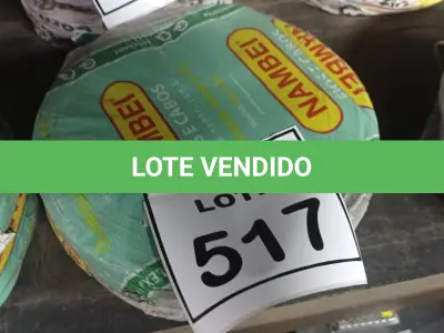 LOTE 517 - 02 ROLOS DE FIO 1X1,5MM ANTI CHAMA 450/750 100 METROS NA COR CINZA E BRANCO. (NO ESTADO) ATENÇÃO! FAZER A VISITAÇÃO ANTES DE ARREMATAR, NÃO SABEMOS SE FUNCIONA, LEILÃO NÃO TEM GARANTIA E NEM DEVOLUÇÃO, SUJEITO A POSSÍVEIS AVARIAS VISÍVEIS/OCULTAS E/OU AUSÊNCIA DE COMPONENTES.