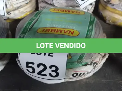 LOTE 523 - 02 ROLOS DE FIO 1X1,5MM ANTI CHAMA 450/750 100 METROS NA COR CINZA E BRANCO. (NO ESTADO) ATENÇÃO! FAZER A VISITAÇÃO ANTES DE ARREMATAR, NÃO SABEMOS SE FUNCIONA, LEILÃO NÃO TEM GARANTIA E NEM DEVOLUÇÃO, SUJEITO A POSSÍVEIS AVARIAS VISÍVEIS/OCULTAS E/OU AUSÊNCIA DE COMPONENTES.