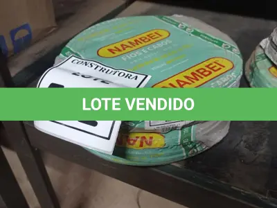 LOTE 502 - 02 ROLOS DE FIO 1X1,5MM ANTI CHAMA 450/750 100METROS NA COR CINZA. (NO ESTADO) ATENÇÃO! FAZER A VISITAÇÃO ANTES DE ARREMATAR, NÃO SABEMOS SE FUNCIONA, LEILÃO NÃO TEM GARANTIA E NEM DEVOLUÇÃO, SUJEITO A POSSÍVEIS AVARIAS VISÍVEIS/OCULTAS E/OU AUSÊNCIA DE COMPONENTES.