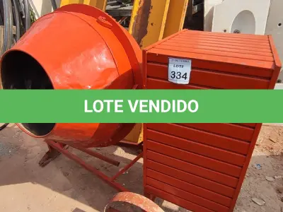 LOTE 334 - 01 BETONEIRA DE 400 LITROS C/MOTOR. (NO ESTADO) ATENÇÃO! FAZER A VISITAÇÃO ANTES DE ARREMATAR, NÃO SABEMOS SE FUNCIONA, LEILÃO NÃO TEM GARANTIA E NEM DEVOLUÇÃO, SUJEITO A POSSÍVEIS AVARIAS VISÍVEIS/OCULTAS E/OU AUSÊNCIA DE COMPONENTES.