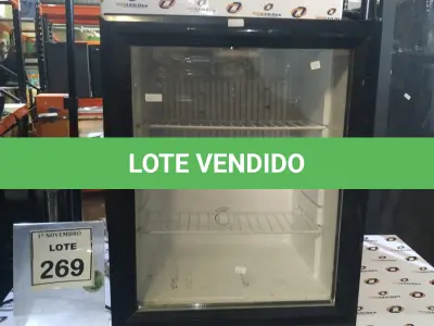 LOTE 269 - 01 FRIGOBAR. (NO ESTADO) ATENÇÃO! FAZER A VISITAÇÃO ANTES DE ARREMATAR, NÃO SABEMOS SE FUNCIONA, LEILÃO NÃO TEM GARANTIA E NEM DEVOLUÇÃO, SUJEITO A POSSÍVEIS AVARIAS VISÍVEIS/OCULTAS E/OU AUSÊNCIA DE COMPONENTES.