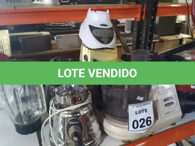 LOTE 026 - 04 SANDUICHEIRAS, 02 TORRADEIRAS, 05 MOTORES DE LIQUIDIFICADOR, 02 COPOS DE LIQUIDIFICADOR, 01 PROCESSADOR DE ALIMENTO E 01 MOEDOR DE ALIMENTOS DE MARCAS E MODELOS DIVERSOS. (NO ESTADO) ATENÇÃO! FAZER A VISITAÇÃO ANTES DE ARREMATAR, NÃO SABEMOS SE FUNCIONA, LEILÃO NÃO TEM GARANTIA E NEM DEVOLUÇÃO, SUJEITO A POSSÍVEIS AVARIAS VISÍVEIS/OCULTAS E/OU AUSÊNCIA DE COMPONENTES.