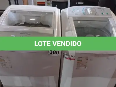 LOTE 360 - 02 MÁQUINAS DE LAVAR 220V MARCAS BRASTEMP E ELECTROLUX. (NO ESTADO) ATENÇÃO! FAZER A VISITAÇÃO ANTES DE ARREMATAR, NÃO SABEMOS SE FUNCIONA, LEILÃO NÃO TEM GARANTIA E NEM DEVOLUÇÃO, SUJEITO A POSSÍVEIS AVARIAS VISÍVEIS/OCULTAS E/OU AUSÊNCIA DE COMPONENTES.