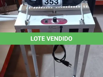 LOTE 353 - 01 SELADORA DE EMBALAGENS PLÁSTICAS COM ACIONAMENTO POR PEDAL. (NO ESTADO) ATENÇÃO! FAZER A VISITAÇÃO ANTES DE ARREMATAR, NÃO SABEMOS SE FUNCIONA, LEILÃO NÃO TEM GARANTIA E NEM DEVOLUÇÃO, SUJEITO A POSSÍVEIS AVARIAS VISÍVEIS/OCULTAS E/OU AUSÊNCIA DE COMPONENTES.