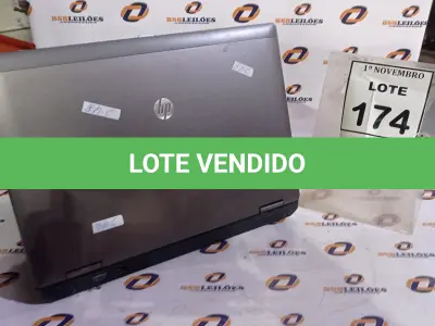 LOTE 174 - 01 NOTEBOOK MARCA HP. (NO ESTADO) ATENÇÃO! FAZER A VISITAÇÃO ANTES DE ARREMATAR, NÃO SABEMOS SE FUNCIONA, LEILÃO NÃO TEM GARANTIA E NEM DEVOLUÇÃO, SUJEITO A POSSÍVEIS AVARIAS VISÍVEIS/OCULTAS E/OU AUSÊNCIA DE COMPONENTES.