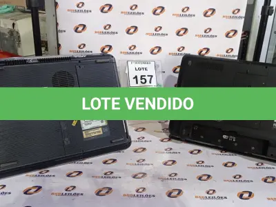 LOTE 157 - 02 NOTEBOOKS MARCAS TOSHIBA E COMPAQ. (NO ESTADO) ATENÇÃO! FAZER A VISITAÇÃO ANTES DE ARREMATAR, NÃO SABEMOS SE FUNCIONA, LEILÃO NÃO TEM GARANTIA E NEM DEVOLUÇÃO, SUJEITO A POSSÍVEIS AVARIAS VISÍVEIS/OCULTAS E/OU AUSÊNCIA DE COMPONENTES.