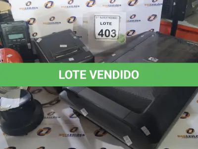 LOTE 403 - 01 SCANNER MODELO G4050 MARCA HP, 01 IMPRESSORA DE CUPOM MARCA BEMATECH, 01 FALSH DE ESTÚDIO COMPACTO 100 MARCA MAKO E 01 GRAVADOR DE ÁUDIO MARCA MARANTZ. (NO ESTADO) ATENÇÃO! FAZER A VISITAÇÃO ANTES DE ARREMATAR, NÃO SABEMOS SE FUNCIONA, LEILÃO NÃO TEM GARANTIA E NEM DEVOLUÇÃO, SUJEITO A POSSÍVEIS AVARIAS VISÍVEIS/OCULTAS E/OU AUSÊNCIA DE COMPONENTES.